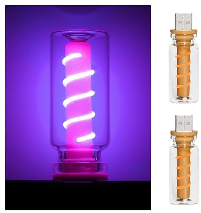 2 Stück Retro-Autolampen,Plug-in USB Led Innenbeleuchtung mit Touch und dimmbar,Auto USB Nachtlicht,Tragbare Mini LED Innenleuchten für Auto,Schlafzimmer,Wohnzimmer,Flur (Lila)