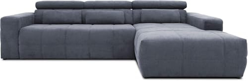 DOMO. collection Ecksofa Brandon, Sofa mit Rückenfunktion in L-Form, Polsterecke, Eckgarnitur Longchair rechts 285 x 175 x 98 cm (BxTxH), dunkelgrau