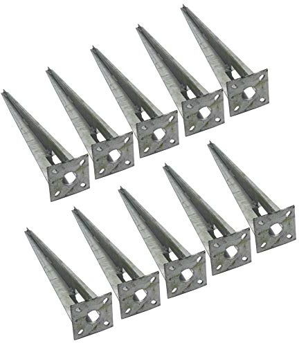 ESTEXO Einschlaghülsen 10er Pack, mit Kopfplatte, feuerverzinkt, für Zaunpfosten Ø 34 mm, Länge 50 cm