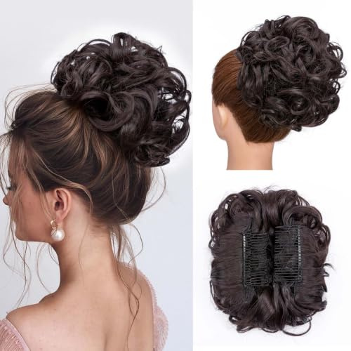 Rich Choices Combs Haarverlängerung Dutt Haarteil Zopf Pferdeschwanz Haarknoten Hepburn-Dutt Haargummi Hochsteckfrisuren Hair Extension Dunkelbraun