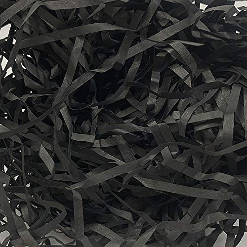 TSHAOUN 100g Raffia Hamper Shreds, Geschreddertes Seidenpapier Füllmaterial, Geschenkfüllung Papierschnitzel für DIY Party Hamper Füllung und Geschenkverpackung für Geschenkbox Dekorations(Schwarz)