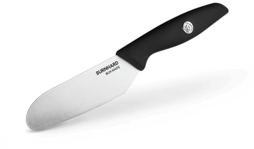 BURNHARD® Burger Bun Messer, 20,5 cm, Brötchenmesser mit Wellenschliff, Chrom-Molybdän Stahl, Soft Grip