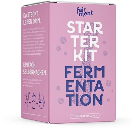 Fairment Starterkit Fermentation - Fermente einfach Selbermachen - enthält Fermentiergläser, Glasgewichte, Zubehör und EIN Rezept-Buch - fermentiertes und lebendiges Gemüse selbst herstellen.