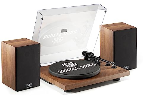ANGELS HORN Bluetooth-Plattenspieler mit Lautsprechern, Vintage Hi-Fi | Mit integriertem Phono-Vorverstärker, AT-3600L Magnet-Tonabnehmer, Riemenantrieb 33/45 U/min und einstellbarem Gegengewicht