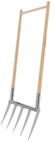 Terradix Broadfork 5x300 Woodenshaft - optimal zum Tiefenlockern und Aerifizieren - Grabegabel Spatengabel Forke - Arbeitsbreite 50cm - Zinkenlänge 30cm
