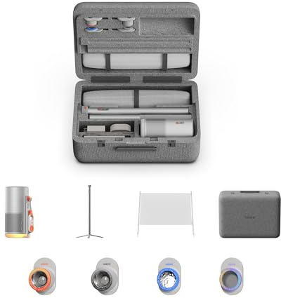 XGIMI MoGo 4 Laser Outdoor Beamer Set – 550 ISO-Lumen, Google TV & Netflix, integrierter Akku + PowerBase-Ständer für bis zu 5 Std. Laufzeit, inkl. 70" Leinwand, 4 Filter & Tragetasche