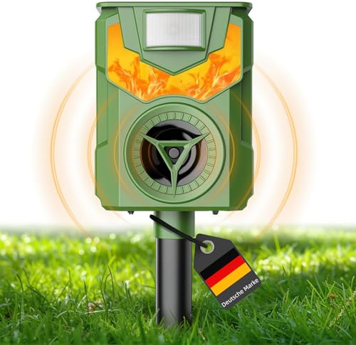 Katzenschreck, Maulwurf Vertreiber, Solar Katzenschreck für Garten, Tiervertreiber mit Flammenlicht, IP44 Wasserdicht Marderschreck Wirksam gegen Katzen, Hunde, Vögel, Füchse, Ratten, Marder, Mäuse