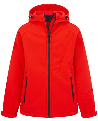 Mivaro Jungen Softshelljacke Rot in Größe 134/140 - wasserdicht mit 8000mm Wassersäule, Herbstjacke Übergangsjacke Gefütterte Outdoorjacke Winddicht Atmungsaktiv Funktionsjacke Schule Freizeit
