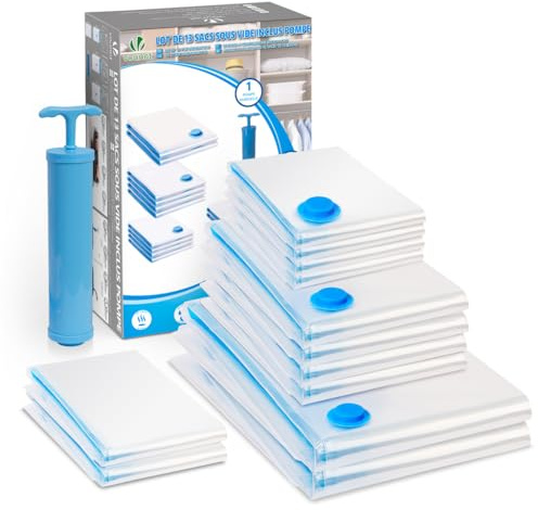 VOUNOT® 12 Stück Vakuumbeutel für Kleidung Bettdecken Bettwäsche, Vakuum Aufbewahrungsbeutel Groß, Mittel und Klein, Kompressionsbeutel mit Pumpe