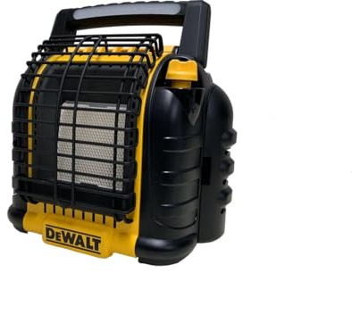 DEWALT DXRH012E Tragbarer Heizstrahler - 2/3 kw - wird direkt an (2) 450-Gramm-Gaskartuschen oder 11/12 kg LPG-Flaschen angeschlossen - Mit (3) USB-Anschlüssen und einer LED-Lichtleiste