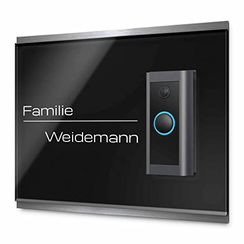 Hochwertige Klingelabdeckung aus Edelstahl und Acrylglas für alle gängigen Funkklingeln - Kompatibel mit Video Doorbells und Funk Klingeln - Personalisierbare Klingelplatte