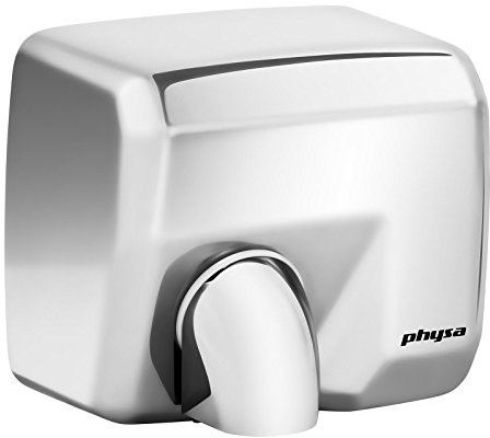 Physa VELLA SILVER Händetrockner (elektrisch, 10-15s, 2.300W, 230V, robust, Luftgeschwindigkeit: 35 m/s, Wandmontage, 6.000 U/min, IPX4) Edelstahl