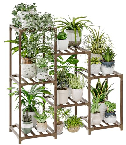 Bamworld Pflanzenständer Blumenständer Pflanzenregal Indoor Outdoor für 7 Etagen Terrasse Balkon Garten Gartenarbeit Geschenke