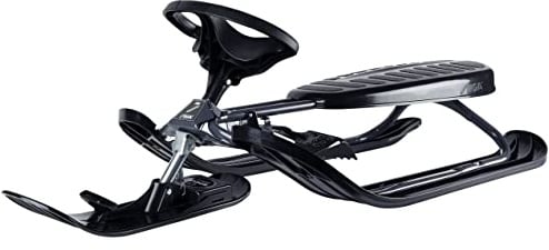 STIGA Snowracer Curve – Robuster Lenkschlitten mit Bremse und Zugseilwinde – Stahlrahmen Bobschlitten für Kinder und Erwachsene bis 90 kg – Winter Schlitten ab 7 Jahren