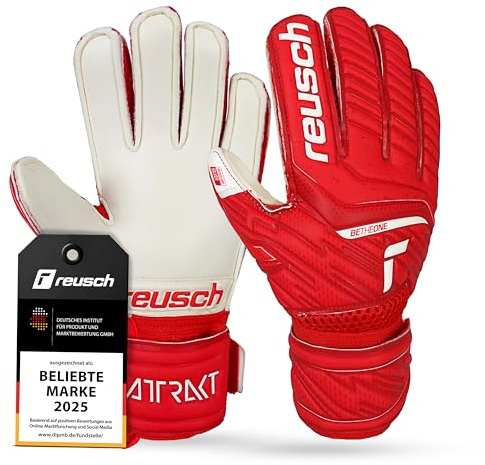 Reusch Torwarthandschuhe Kinder Jugendliche |starker Grip, ergonomische Passform & maximale Stabilität |für Training & Spiel | Naturrasen & Kunstrasen | Größe 3-8 | Attrakt Silver Junior