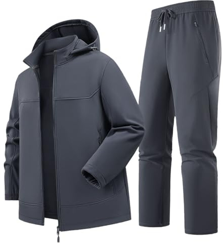Herren-Anzug-Set für Herbst und Winter, Jacke und Hose, leicht, winddicht und wasserdicht, Set für Mountainbike, Freizeitkleidung, Fahrradbekleidung für Regentage, Wandern und Skifahren