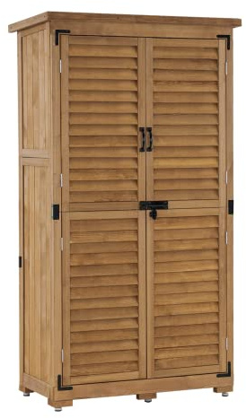 MCombo Gartenschrank Geräteschuppen Werkzeugschrank Outdoor-Schrank Gartenbox 0870 aus Holz Natur, 47 X 87 X 160 cm