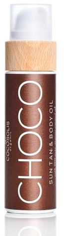 COCOSOLIS CHOCO Bräunungsbeschleuniger – Bio-Bräunungsöl mit Vitamin E & Duft nach Schokolade für schnelle intensive Bräune – Bräunungsverstärker für satte Bräune - pflegende Bodylotion