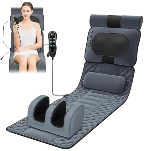Zertylre Massagematte Elektrisch,mit 12 Vibrationsmotoren und Lendenwirbel + Nacken Beheizt GanzköRper-Massage-Kissen für Schmerzlinderung Kopf, Hals, Lendenwirbel, HüFte, Bein, RüCken-MassagegeräT