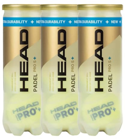 ZRZ | Head Pro S Padelbälle Pack 3 Dosen | 9 Bälle | Professionelle Padelbälle für Wettkämpfe mit hoher Haltbarkeit