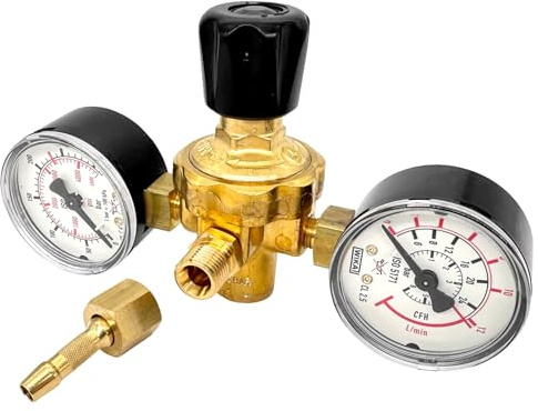 Druckminderer Schutzgas-Einwegflaschen 2 Manometer 1/4 Abgang (Druckregler, Schutzgasregler)