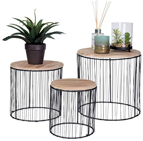 Spetebo Pflanzenständer 3er Set - Blumenhocker Blumenständer rund | Deko, Pflanzenhocker, Blumentopfständer, Beistelltisch