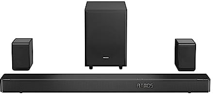Hisense AX5125H 5.1.2 Soundbar mit kabellosem Subwoofer und Rücklautsprechern, 500W, Dolby Digital Plus, Dolby Atmos, Bluetooth, HDMI eARC/Optical/AUX/USB, Schwarz (2024)