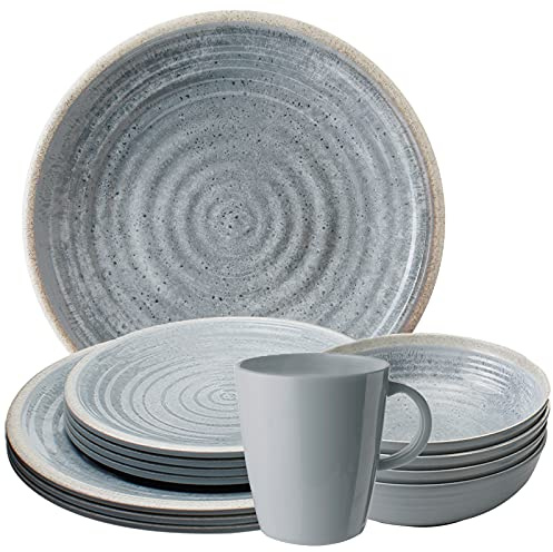 SUNDREAM Mirage Camping Melamin Set 16-teilig Teller & Kaffee-Tassen