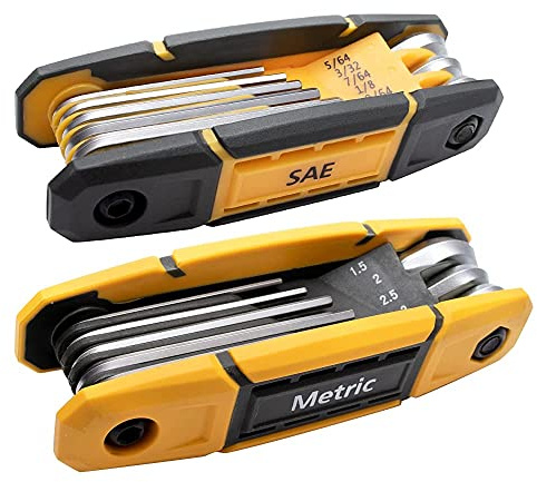 MULWARK 17-teiliges klappbares Inbusschlüssel Satz mit Griff, Metrisch & SAE Standard – 2er-Pack tragbares Innensechskantschlüssel Set, ideal für Fahrrad, Möbelmontage und Heimwerk