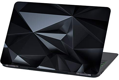 Finest Folia Laptop Folie Cover 13-14 Zoll Polygon Schwarz Klebefolie | Vinyl Skin mit kratzfestem Schutzlaminat als Schutzhülle für Notebook - Aufkleber selbstklebend wasserfest UV-beständig LP52
