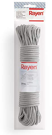 Rayen | Wäscheleine | Nylonseil | Für Innen- und Außenbereich | Rutschfest | 20 m Länge | Graue Farbe