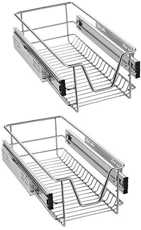 UISEBRT 2 Stück Küchenschublade Teleskopschublade 30cm - Küchenschrank Schrankauszug Schlafzimmerschränke Korbauszug vollauszug,für 27cm (Innenbreite) /30cm (Außenbreite) Schrankbreite