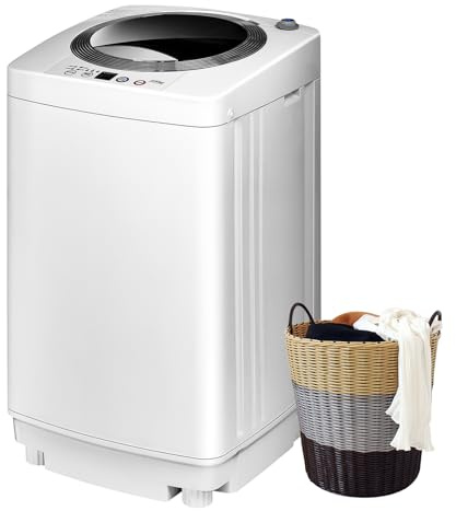 SOARS Mini Waschmaschine Mit Schleuder - Vollautomatisch Bis 3,5 KG, 6 Modelle, Ablaufpumpe, Display, Toploader, 43 x 43 x 75cm, Weiß