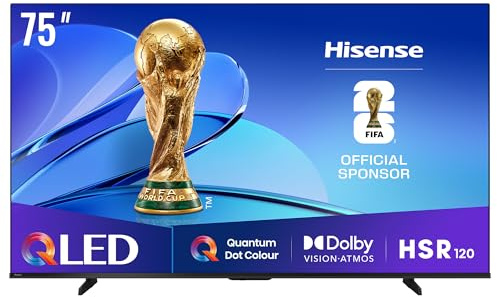 Hisense 75E7Q Fehrnseher, 75 Zoll, 4K UHD QLED, Smart TV, Game Mode Plus, Filmaker Mode, Dolby Vision Atmos, HDR10, HLG, HDR Immersive, AI 4K Upscaler, Dolby MS12, DTS X, Sprachsteuerung [2025]