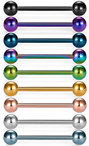 vcmart Zungenpiercing aus Chirurgenstahl Barbell Stablänge 18mm