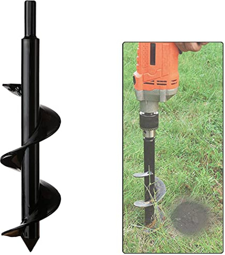 Garten Erdbohrer, Bodenkultivator Bohrer, Hex Shank Rostfreier Stahl, Blume Pflanzgefäße Schnecke zum Löcher graben Deep Cultivating, Werkzeugsets zum Pflanzen Bäume Sträucher (Ø:8 cm, Länge:30 cm)