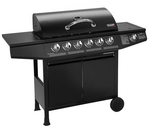 TAINO BASIC BBQ Gasgrill Grillwagen Edelstahl-Brenner + Seitenkocher Grill (BASIC 6+1 Gasgrill)