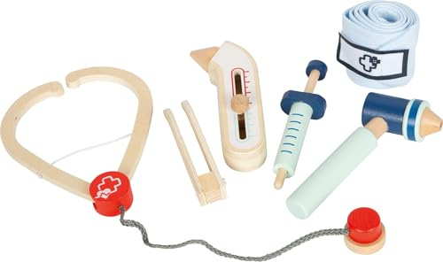 small Foot Arzt Spielset, medizinisches Zubehör aus Holz, hochwertiges Rollenspielzeug, für Kinder ab 3 Jahren, 12548