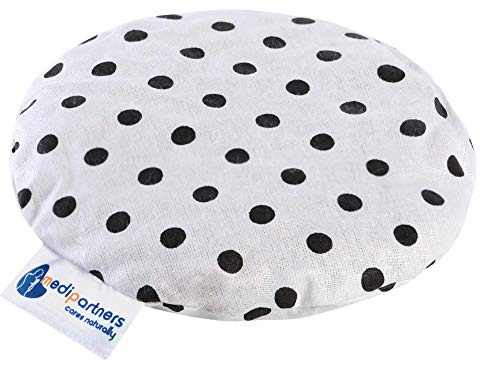 Medi Partners Kirschkernkissen Mikrowelle für Babys 180g rund 15cm Körnerkissen Wärmekissen 100% Baumwolle Öko Natur - Kirschkernkissen Wärme + Kältetherapie Massagetherapie (Dots)