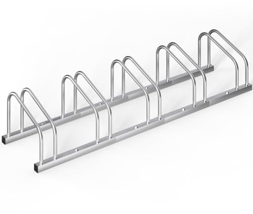 MONZANA® Fahrradständer für 5 Fahrräder 37cm Radabstand 30-65mm Reifenbreite rostfreier Stahl selbstsichernde Schrauben Boden oder Wandmontage Mehrfachständer Fahrradhalter Aufstellständer Radständer
