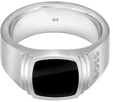 BOSS Jewelry ring für Herren Kollektion ODELL in Edelstahl Mit Schwarzem Onyx - Erhältlich in Verschiedenen Größen