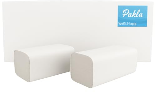 Enpack Pakla 4000 Blatt Weiße Papierhandtücher - 2-lagig, 25 x 23 cm ZZ-Falz - Universal Einweghandtücher für Spender - Allzweck Papiertücher - Einmalpapier, Spendergeeignet