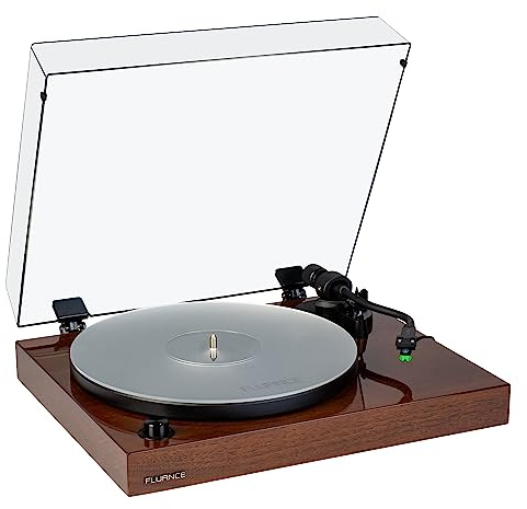 Fluance RT81+ Elite Vinyl-Plattenspieler – Audio-Technica VM95E Tonabnehmer, Anti-Resonanz-Plattenteller, Acrylmatte, Phono-Vorverstärker, Massivholzsockel, verstellbare Isolationsfüße – Walnuss