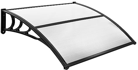 COSTWAY Vordach für Haustür 150 x 100 cm, Überdachung aus Aluminium und Polycarbonat, Transparentes Pultbogenvordach, Haustürvordach, Pultvordach, Haustürdach, Türvordach für Eingangsbereich