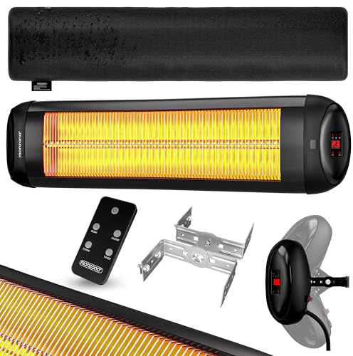 MONZANA® Infrarot Heizstrahler MZH2501 Timer 2500W 3 Stufen 24 Std. Fernbedienung 90 Grad Neigungswinkel Elektrisch Wärmestrahler Terrassenstrahler Schwarz