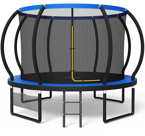 Devoko Trampolin Outdoor Ø 228/305/366/427/488 cm, GS-Zertifikat, Kindertrampolin Gartentrampolin mit Sicherheitsnetz, Rundes Riesentrampolin mit Leiter und Schuhbeutel