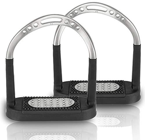 Sprenger Steigbügel gedreht Flexcite Grip, zur Entlastung des Fußgelenks I Bügel mit breiter Anti-Rutsch Trittfläche 120 mm, gelenkschonend, Edelstahl matt