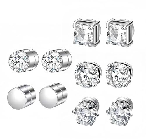 Magnet Ohrringe Herren, 5 Paar Magnetische Herren, magnetschmuck damen, klipp ohrringe, 6mm Exquisit Damen, Einfachheit Magnet Ohrringe, earrings men, Modeaccessoires Magnetische