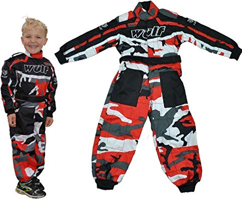 Wulfsport Motorradanzug für Kinder, 1 Stück, Camouflage, Rot, MX MTB ATV Pit Mini Bike Wear