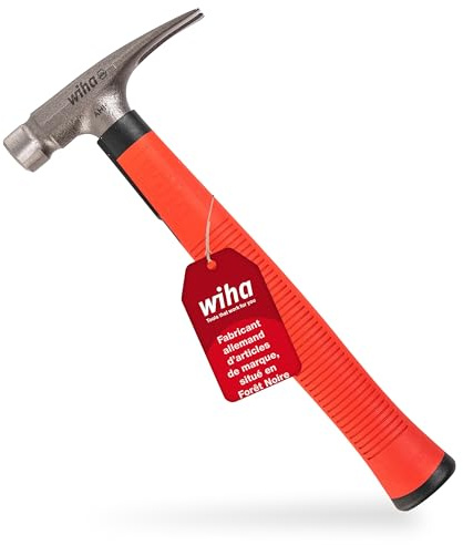 Wiha Elektriker Hammer 300g (42071), Werkzeug für Elektriker für elektrische Arbeiten, flacher Boden des Hammerstiels zum Platzieren von Kabeln und Dübeln